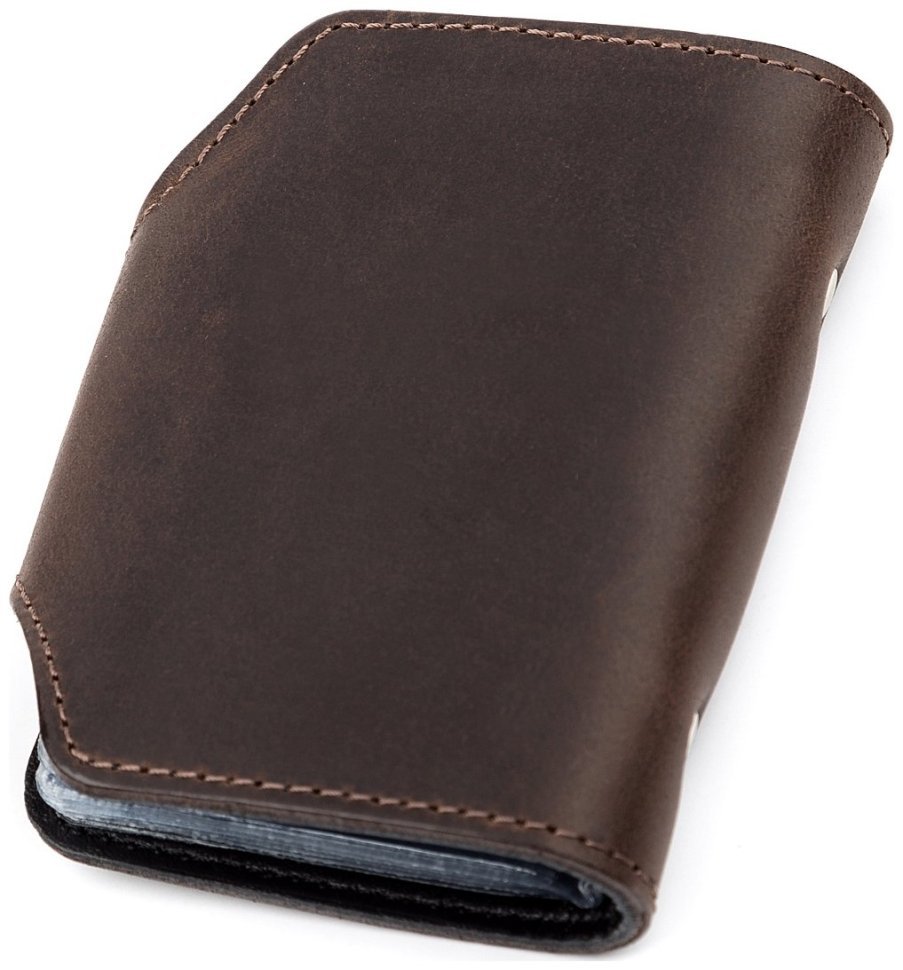 Темно-коричнева візитниця з вінтажної шкіри на кнопці Shvigel (2413908) modnotak фото №13