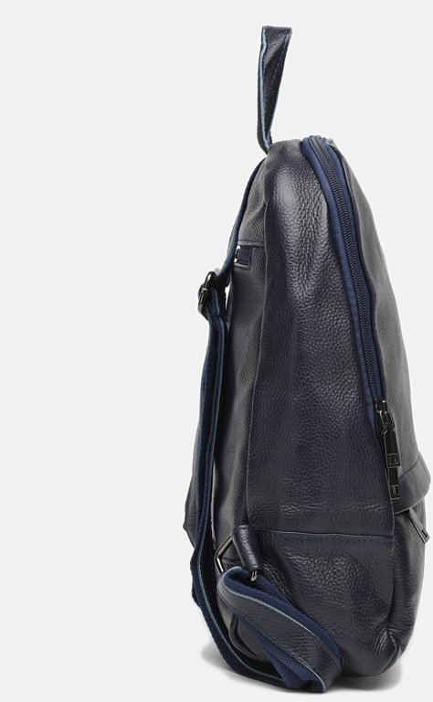 Жіночий просторий рюкзак синього кольору з натуральної шкіри Keizer (21310)