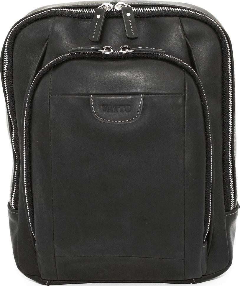 Вантажний чоловічий рюкзак зі шкіри Крейзі чорного кольору VATTO (12082)