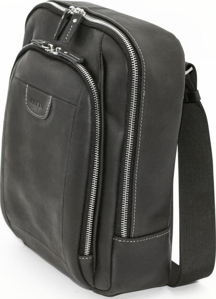 Вантажний чоловічий рюкзак зі шкіри Крейзі чорного кольору VATTO (12082)