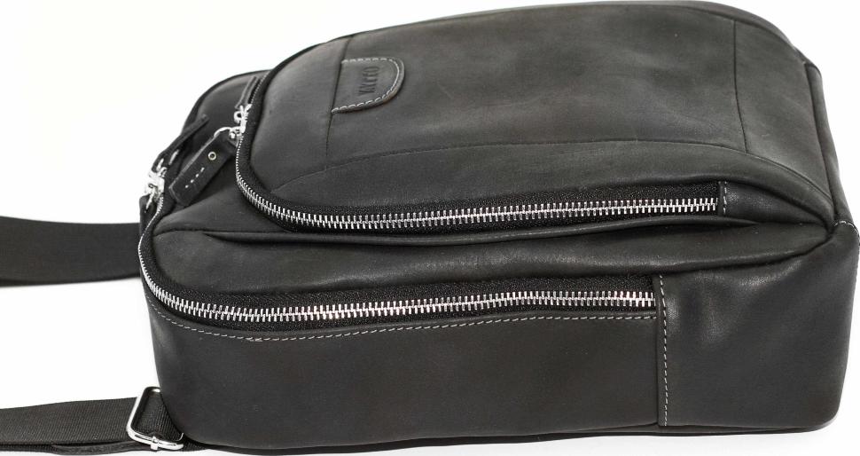Винтажный мужской рюкзак из кожи Крейзи черного цвета VATTO (12082)