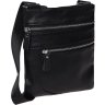 Тонка чоловіча сумка на плече зі шкіри флотар чорного кольору Borsa Leather (21319) - 1