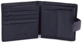 Мужской кожаный кошелек синего цвета на кнопке ST Leather (18814)