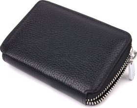 Якісний гаманець із натуральної чорної шкіри на блискавці KARYA (2421343)