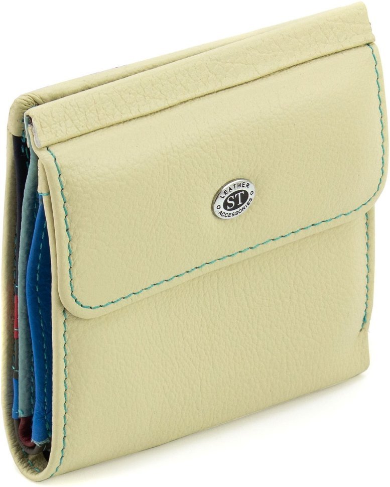 Маленький жіночий шкіряний гаманець молочного кольору ST Leather 1767341