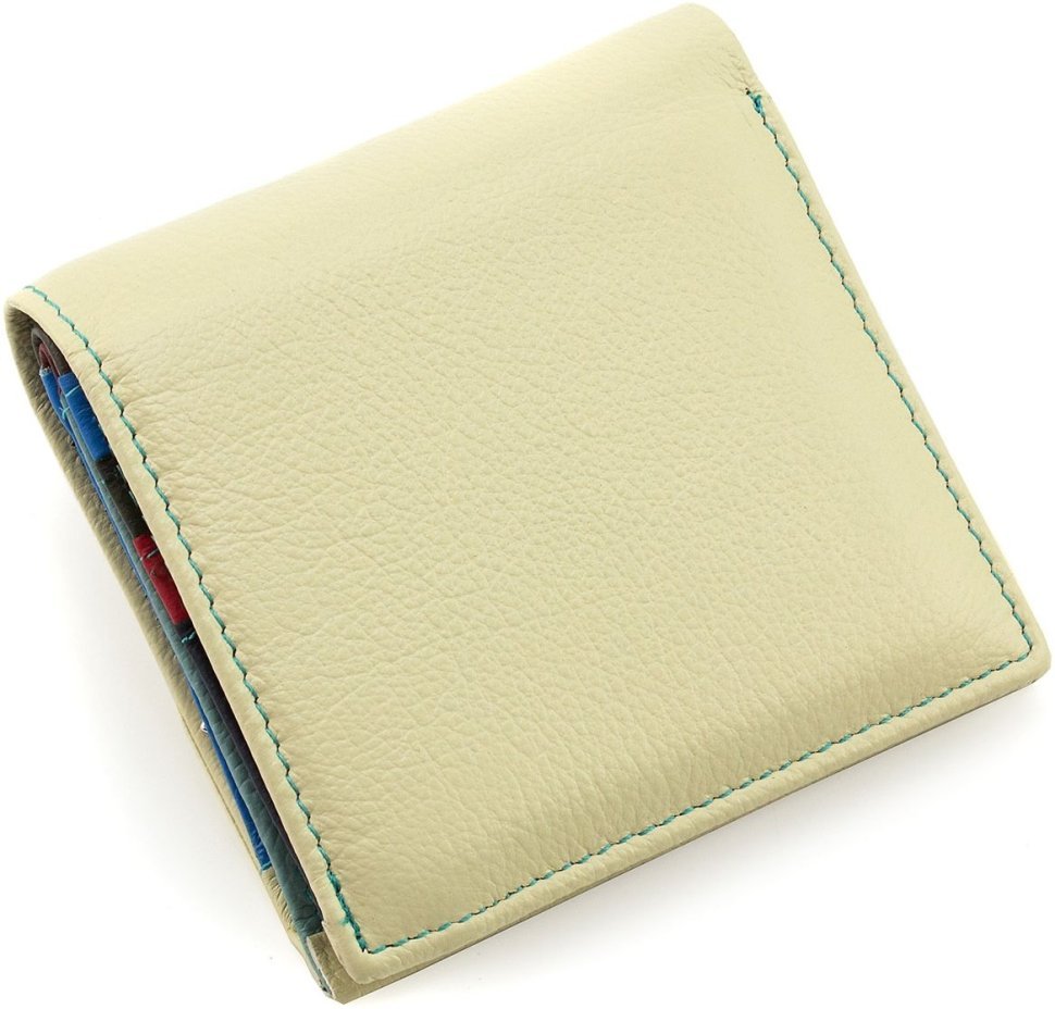 Маленький женский кожаный кошелек молочного цвета ST Leather 1767341
