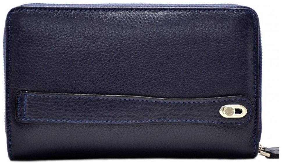 Мужской клатч из кожи флотар синего цвета с кистевым ремнем DESISAN 107441 modnotak фото №2