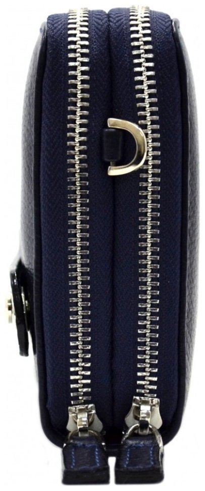 Мужской клатч из кожи флотар синего цвета с кистевым ремнем DESISAN 107441 modnotak фото №3
