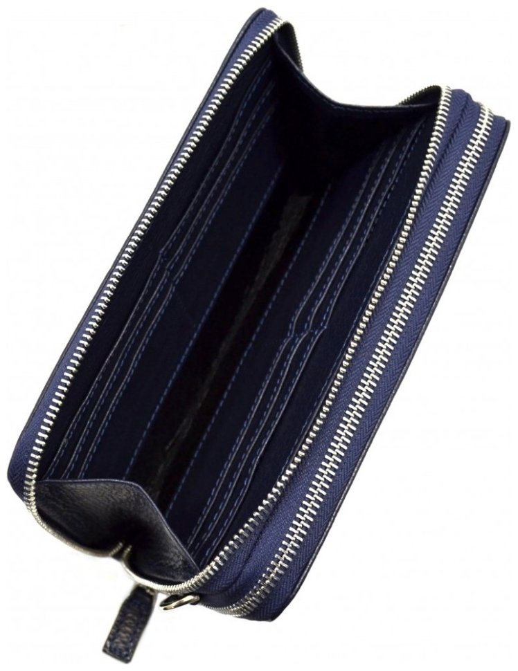 Мужской клатч из кожи флотар синего цвета с кистевым ремнем DESISAN 107441 modnotak фото №5