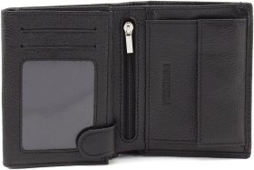 Мужское портмоне из натуральной черной кожи с блоком под документы ST Leather 1767441