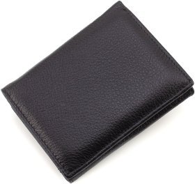 Мужское портмоне из натуральной черной кожи с блоком под документы ST Leather 1767441