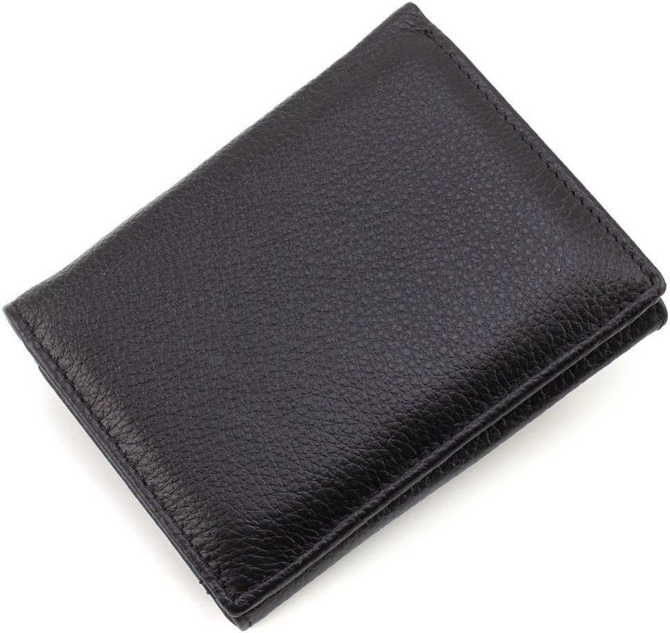 Мужское портмоне из натуральной черной кожи с блоком под документы ST Leather 1767441
