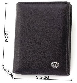 Мужское портмоне из натуральной черной кожи с блоком под документы ST Leather 1767441