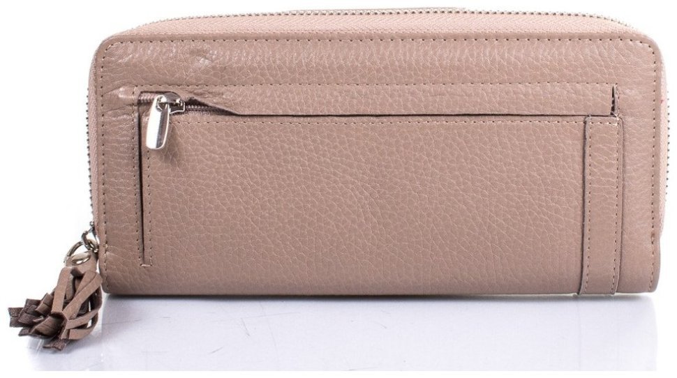 Кошелек на 2 отделения из натуральной зернистой кожи для женщин Desisan 107541 бежевого цвета modnotak фото №2