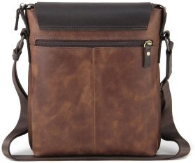 Чоловіча вінтажна сумка через плече з натуральної шкіри коричневого кольору Tom Stone 77741