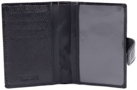 Обложка для паспорта и карточек кожаная черная лакированная ST Leather 97741