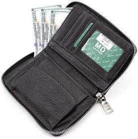 Кожаный кошелек среднего размера на молнии MD Leather (16575)