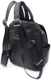 Городская женская сумка-рюкзак из фактурной кожи черного цвета Vintage 97841