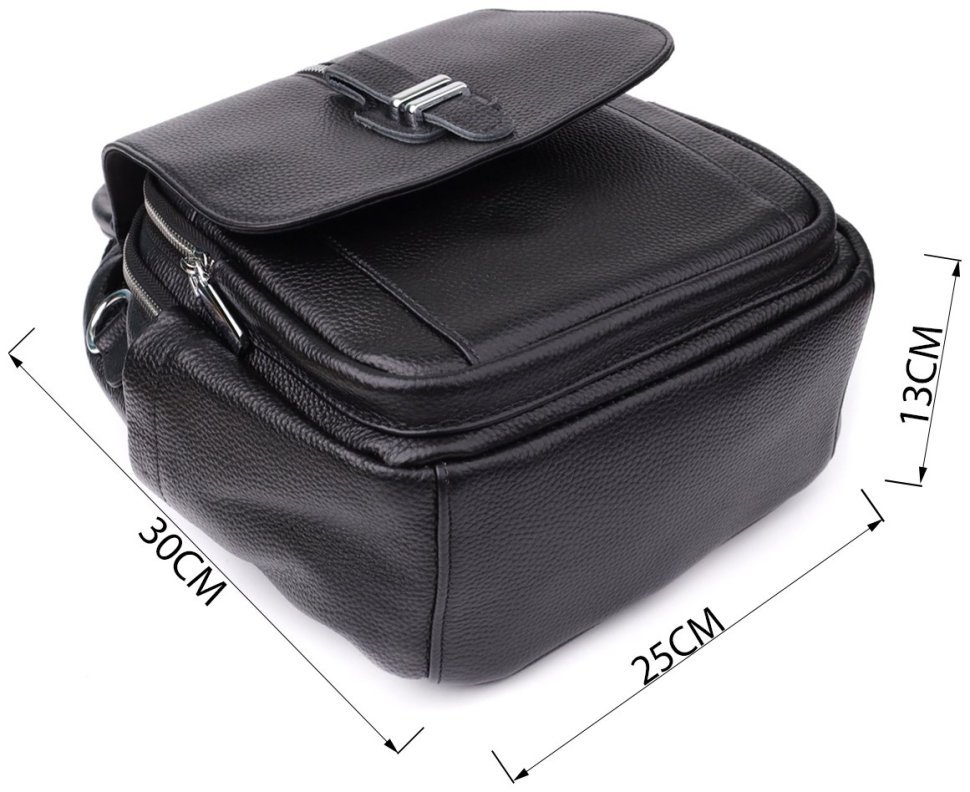 Городская женская сумка-рюкзак из фактурной кожи черного цвета Vintage 97841 modnotak фото №3