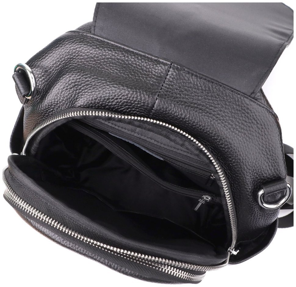 Городская женская сумка-рюкзак из фактурной кожи черного цвета Vintage 97841 modnotak фото №9