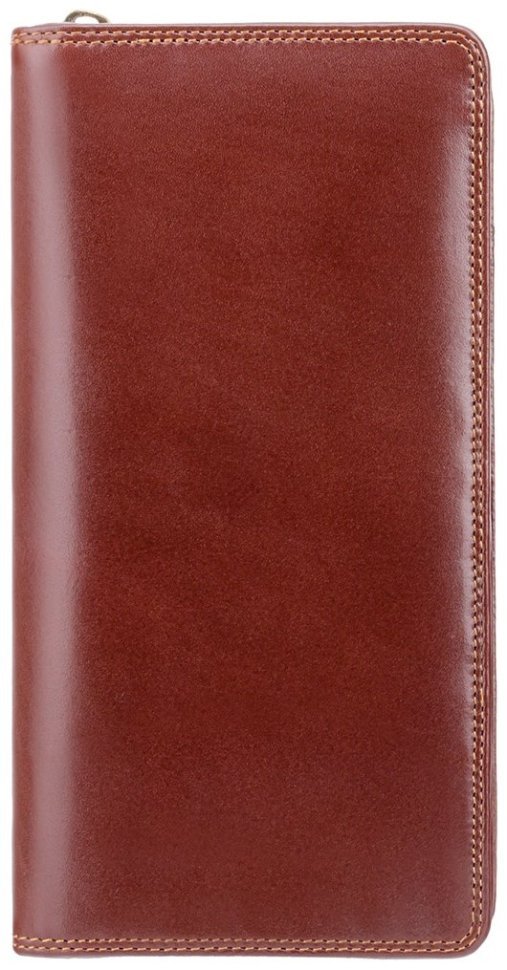 Дорожное мужское портмоне из натуральной гладкой кожи коричневого цвета на молнии Visconti MZ101 Wing 107941 modnotak фото №1