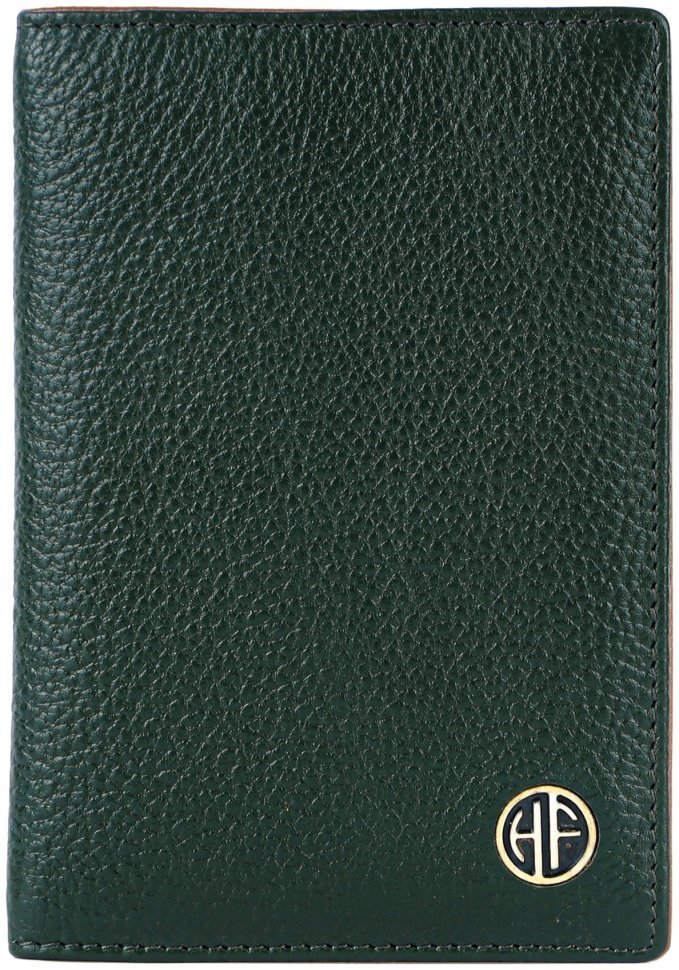 Шкіряна обкладинка для паспорта із фактурної шкіри зеленого кольору Hammonds Flycatcher PH602 з відсіком для карт 108041 modnotak фото №1