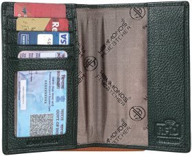 Кожаная обложка для паспорта из фактурной кожи зеленого цвета Hammonds Flycatcher PH602 с отсеком для карт 108041