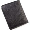 Черный вертикальный мужской кошелек из натуральной кожи с выраженной фактурой KARYA (21755) - 3