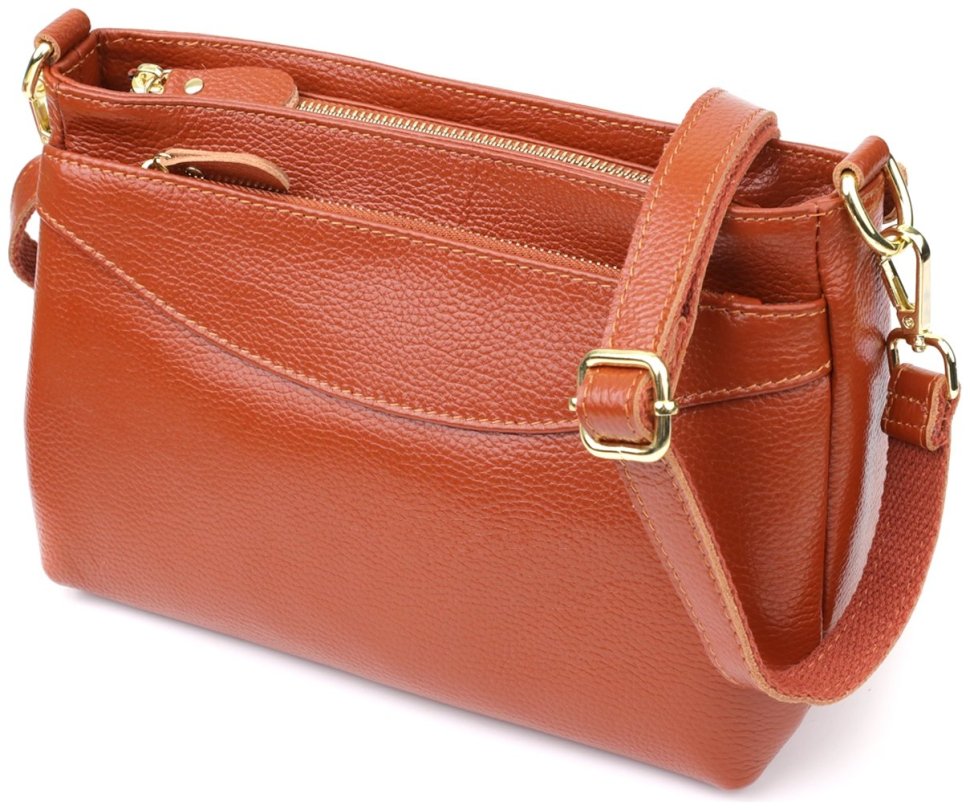 Повседневная женская сумка из натуральной фактурной кожи через плечо Vintage 98141 коричневого цвета фото №1 Повседневная женская сумка из натуральной фактурной кожи через плечо Vintage 98141 коричневого цвета modnotak фото №1