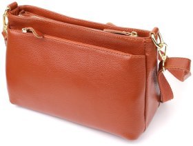 Повседневная женская сумка из натуральной фактурной кожи через плечо Vintage 98141 коричневого цвета