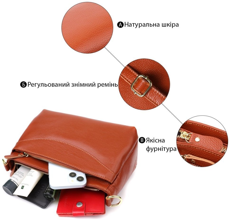 Повседневная женская сумка из натуральной фактурной кожи через плечо Vintage 98141 коричневого цвета фото №4 Повседневная женская сумка из натуральной фактурной кожи через плечо Vintage 98141 коричневого цвета modnotak фото №4