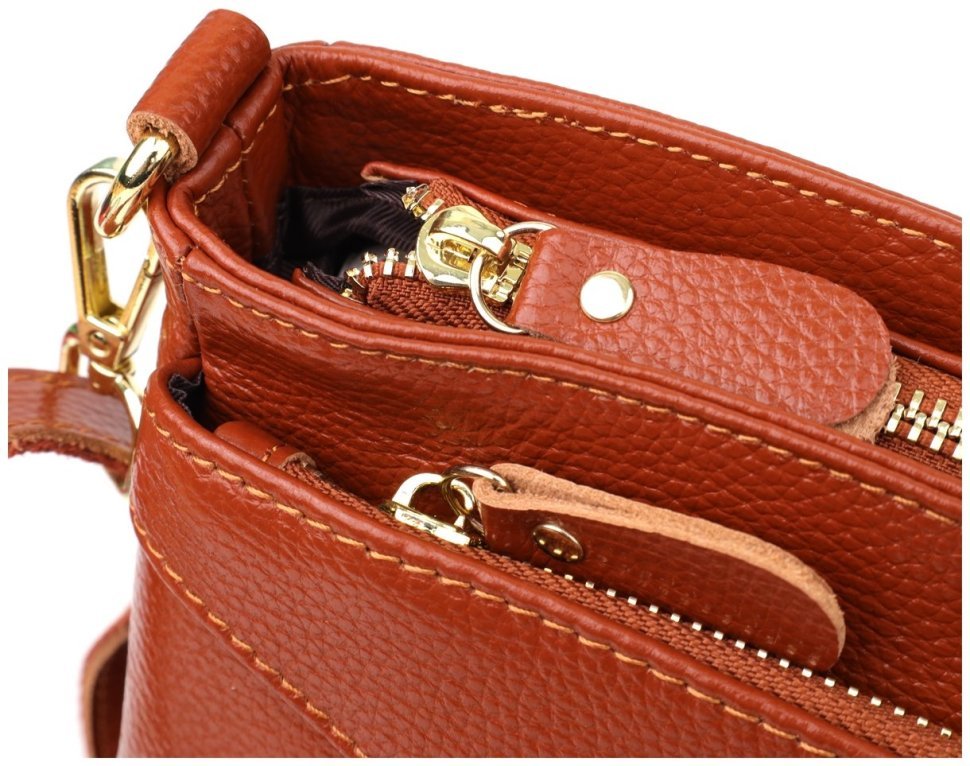 Повседневная женская сумка из натуральной фактурной кожи через плечо Vintage 98141 коричневого цвета фото №5 Повседневная женская сумка из натуральной фактурной кожи через плечо Vintage 98141 коричневого цвета modnotak фото №5