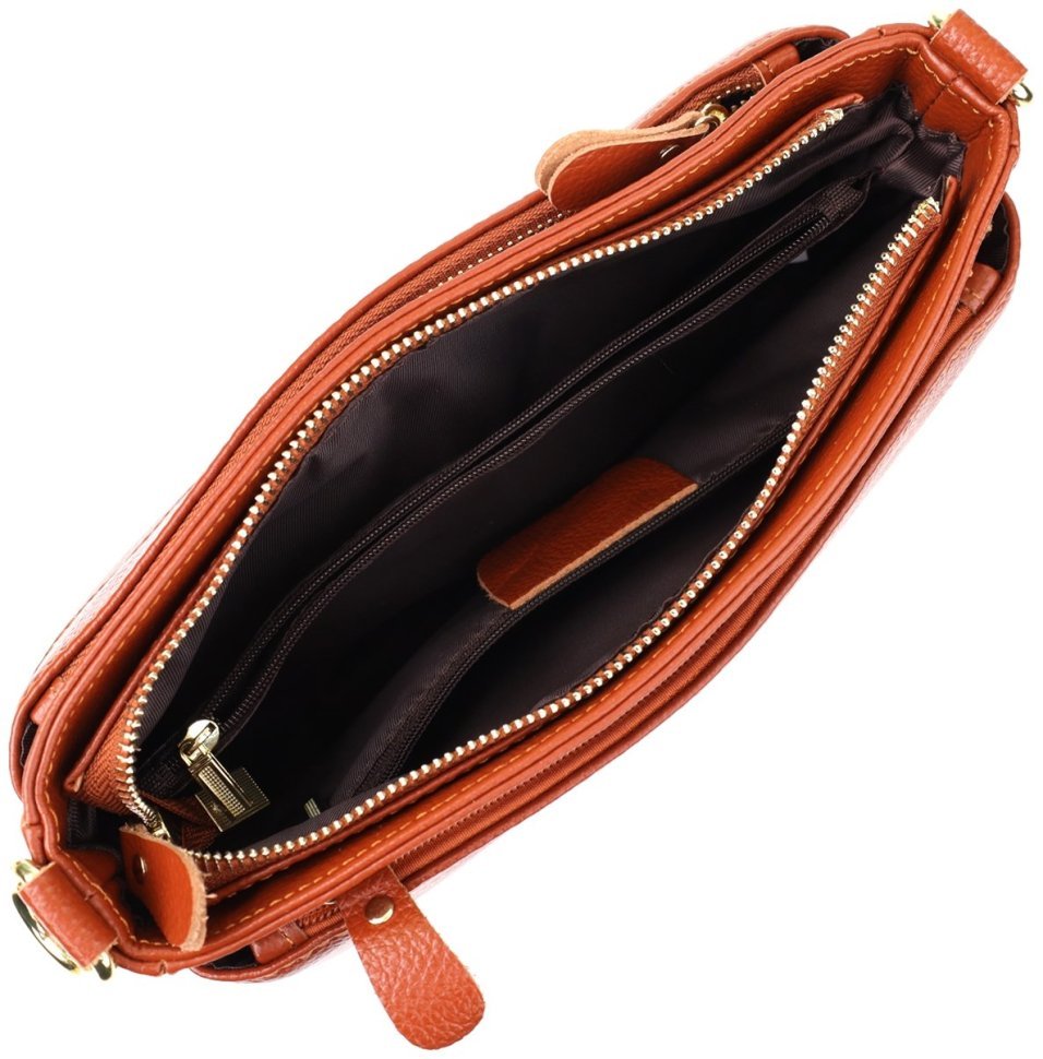 Повседневная женская сумка из натуральной фактурной кожи через плечо Vintage 98141 коричневого цвета фото №7 Повседневная женская сумка из натуральной фактурной кожи через плечо Vintage 98141 коричневого цвета modnotak фото №7