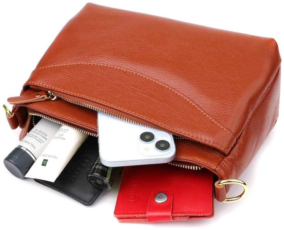 Повседневная женская сумка из натуральной фактурной кожи через плечо Vintage 98141 коричневого цвета фото №8 Повседневная женская сумка из натуральной фактурной кожи через плечо Vintage 98141 коричневого цвета modnotak фото №8