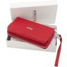 Кожаный кошелек-клатч красного цвета из фактурной кожи KARYA (12396) - 6