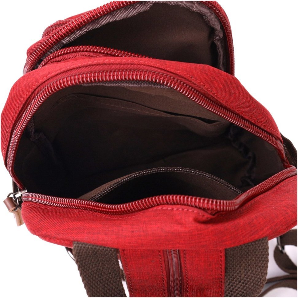 Середня жіноча сумка-рюкзак із бордового текстилю Vintage 2422144