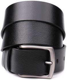 Качественный мужской ремень из натуральной кожи черного цвета BOND 108541