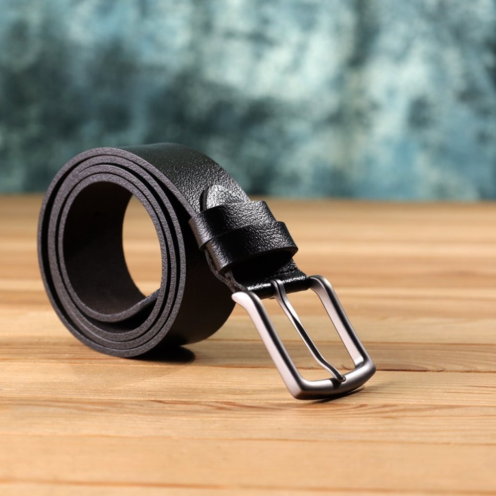 Качественный мужской ремень из натуральной кожи черного цвета BOND 108541 modnotak фото №8