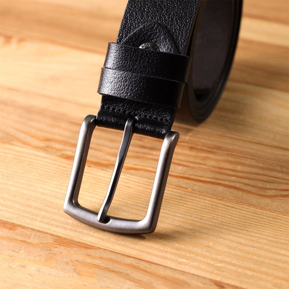 Качественный мужской ремень из натуральной кожи черного цвета BOND 108541 modnotak фото №9