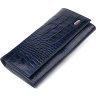 Синій жіночий гаманець із натуральної шкіри під крокодила з монетницею CANPELLINI (2421531) - 1