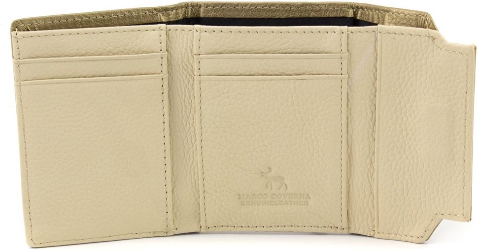 Золотий жіночий гаманець маленького розміру з натуральної шкіри Marco Coverna 68641
