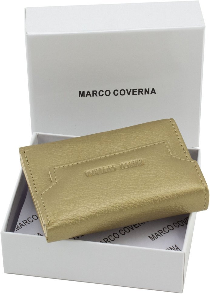 Золотистый женский кошелек маленького размера из натуральной кожи Marco Coverna 68641