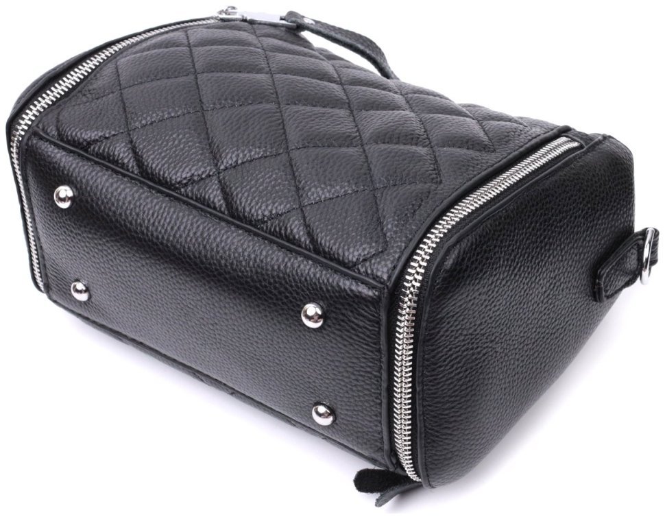 Стильная женская сумка с ромбами из натуральной кожи Vintage 2422667 Черная modnotak фото №5