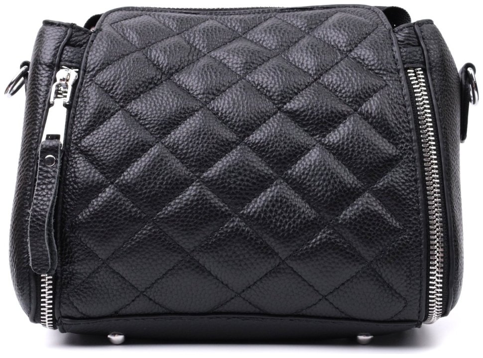 Стильная женская сумка с ромбами из натуральной кожи Vintage 2422667 Черная modnotak фото №6