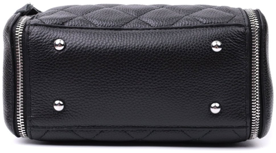 Стильная женская сумка с ромбами из натуральной кожи Vintage 2422667 Черная modnotak фото №7