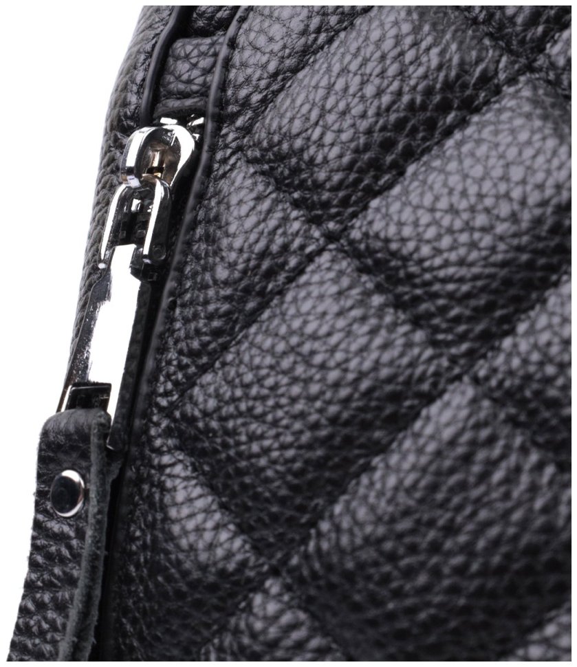 Стильная женская сумка с ромбами из натуральной кожи Vintage 2422667 Черная modnotak фото №8