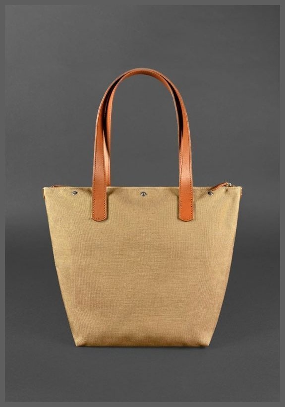 Світло-коричнева сумка жіноча з плетеної шкіри з довгими ручками BlankNote Пазл L 78741