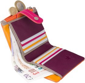 Женский оранжевый кошелек из натуральной кожи с хлястиком на кнопке Visconti Mojito 68841