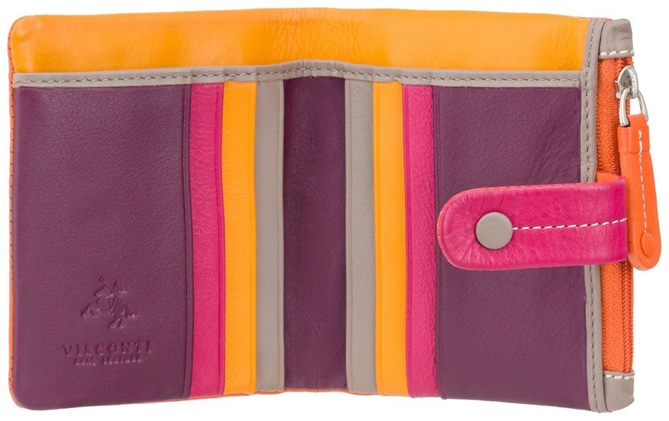 Жіночий помаранчевий гаманець із натуральної шкіри з хлястиком на кнопці Visconti Mojito 68841