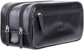 Чоловічий несесер із натуральної шкіри чорного кольору з двома блискавками Visconti Naples 68941